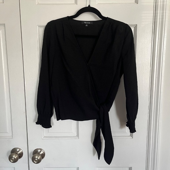 Madewell | Smocked-Sleeve Wrap Top - Picture 2 of 8